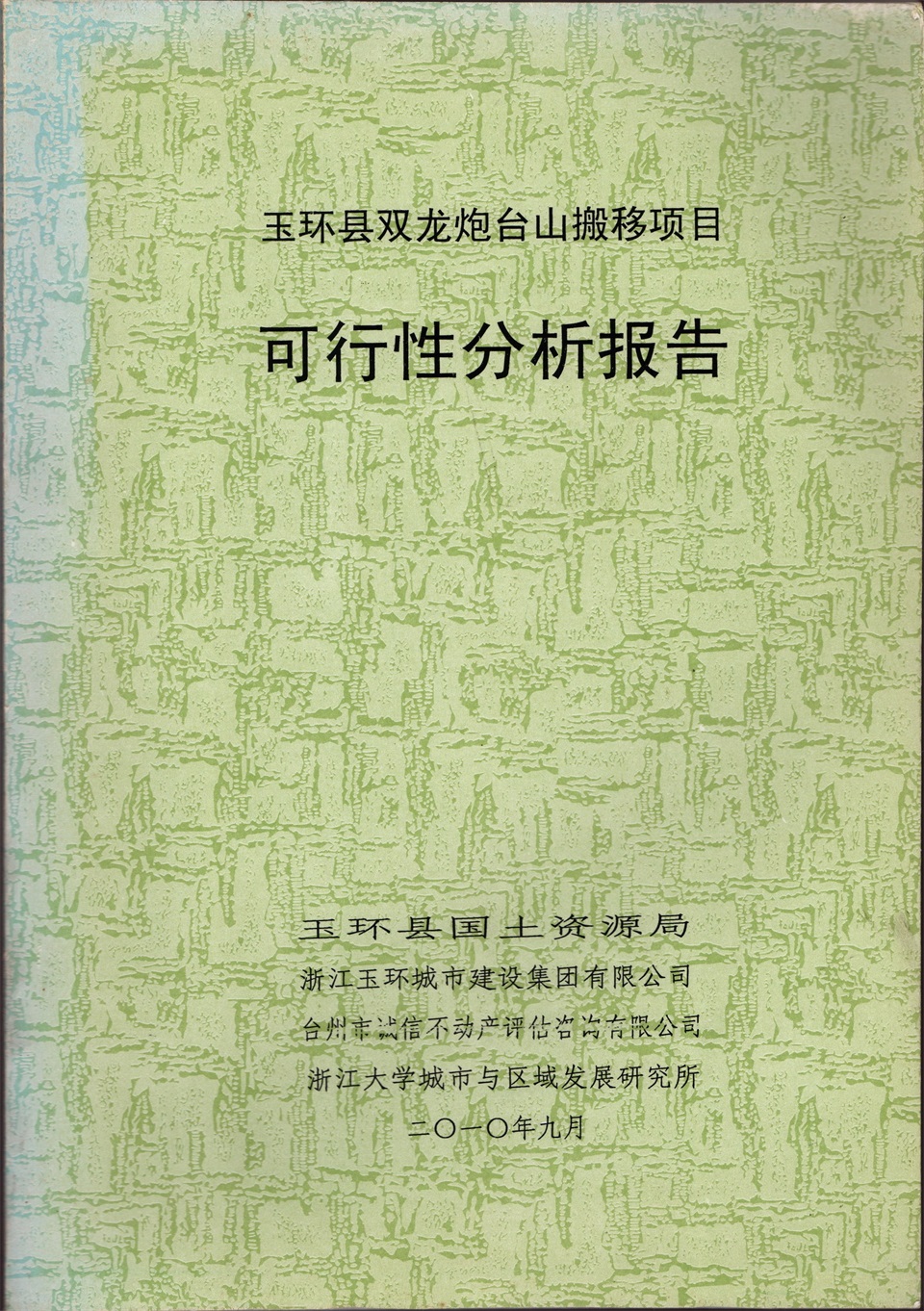 2010年玉環縣雙龍炮臺山搬移項目可行性分析報告